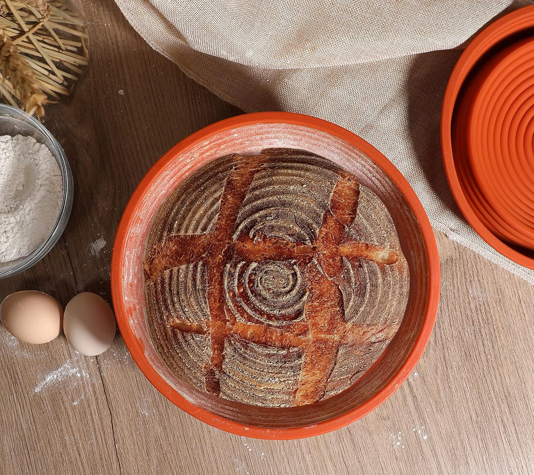 Webake Gärkörbchen Rund für Brot Silicone 23 cm Höhe 9 cm Garkorb Brot Gärkörbe zum Brotbacken Bread