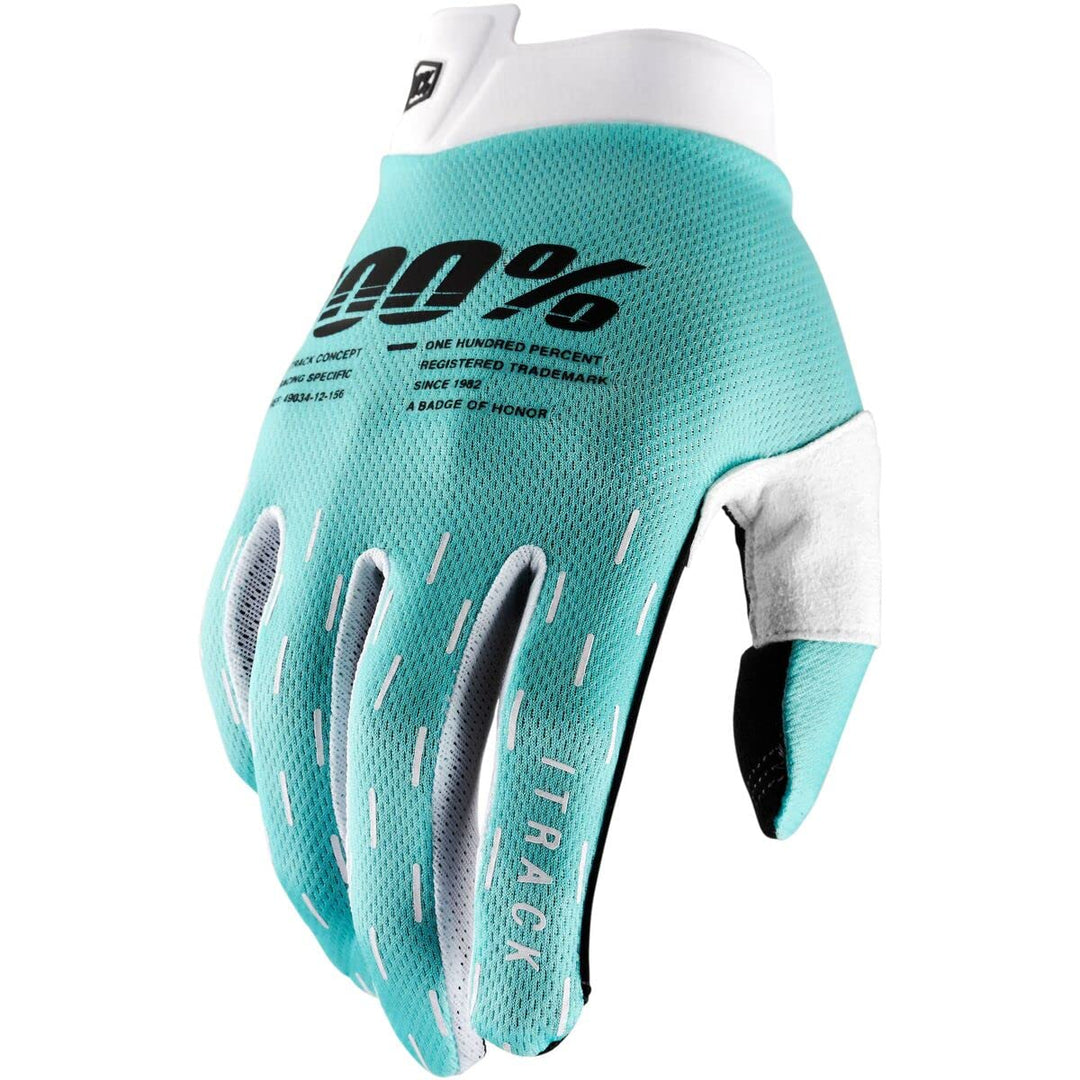 100% Herren 2022 Itrack Handschuhe Aqua - Türkis Weiss, Aqua - Türkis Weiss