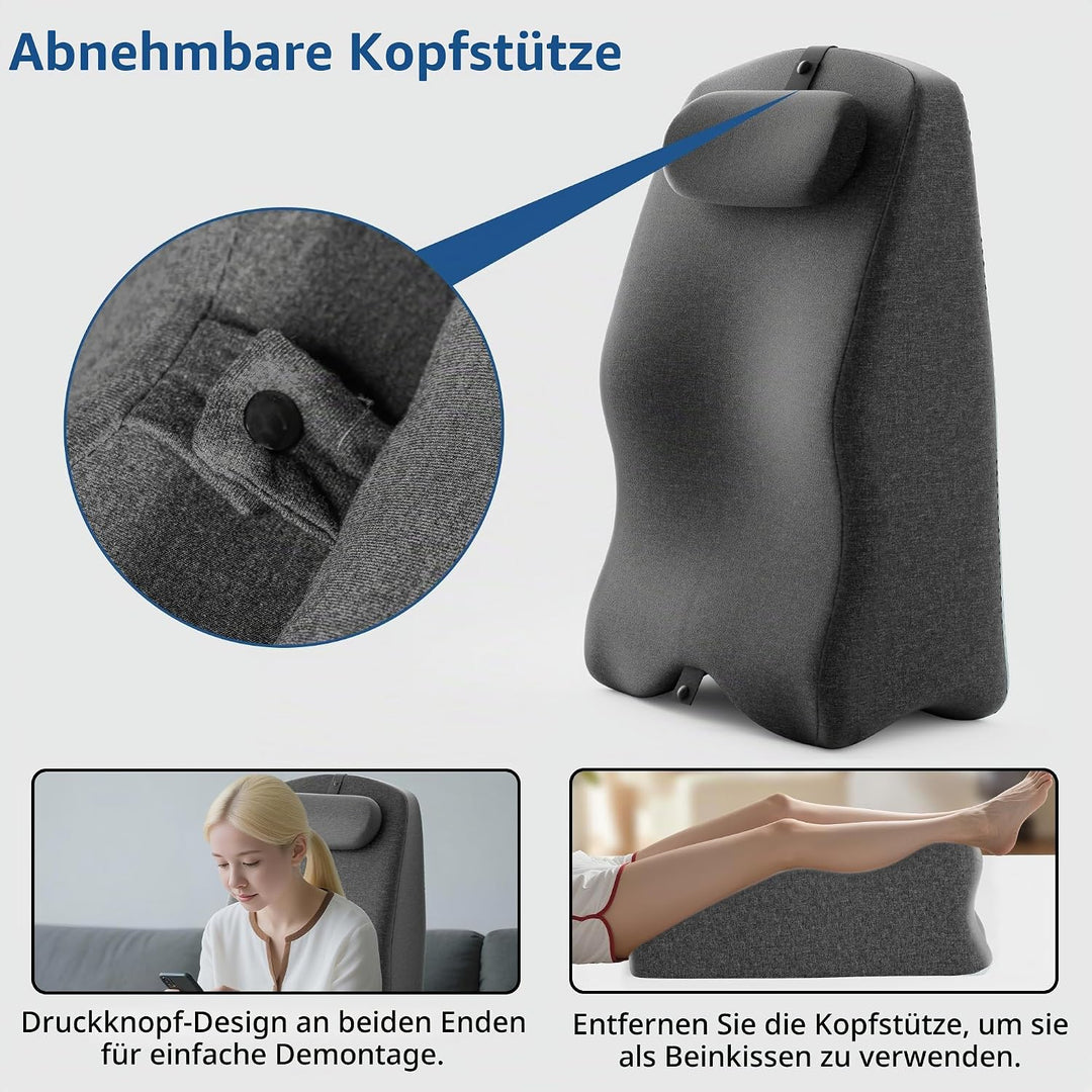 Keilkissen für Bett und Sofa, Ergonomisches Rückenkissen mit Kopfkissen, Reflux Kissen mit Waschbare