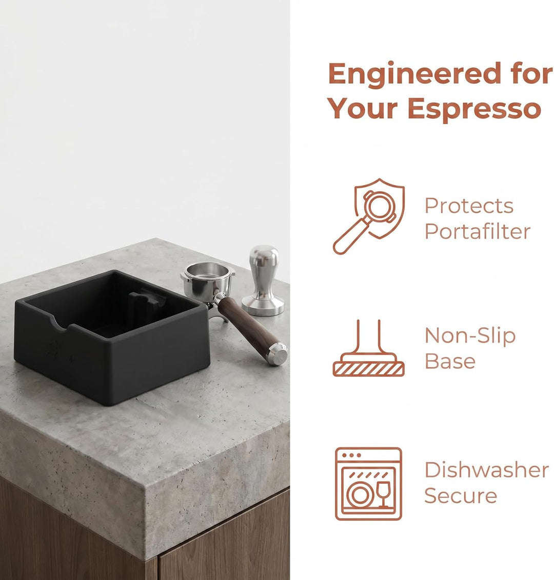 Abklopfbehälter für Siebträger Silikon Quadrat Espresso Knock Box | Ultra Leise Abschlagbehälter Rut