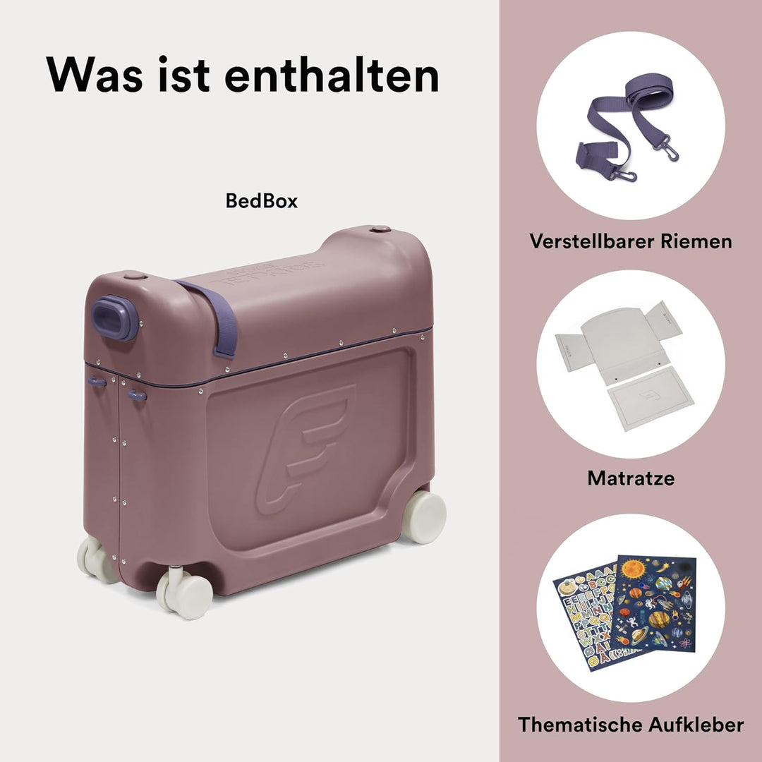 Stokke JetKids BedBox, Hazy Lilac - Aufsitzkoffer für Kinder von 2-7 Jahren (bis 35 kg) - Lässt Sich