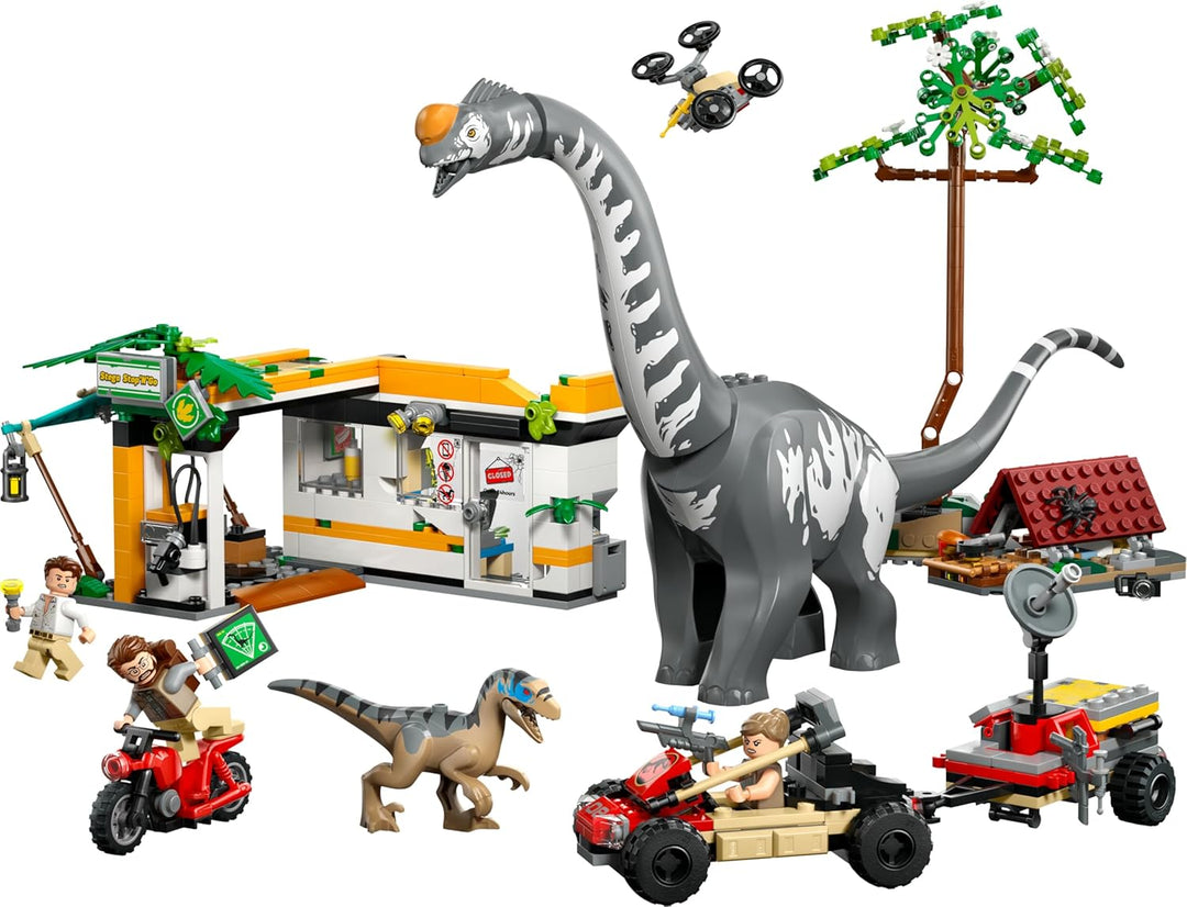 LEGO Jurassic World Raptor & Titanosaurus: Grosse Fährtensuche – 2 Spielzeug Dinosaurier Figuren, EI