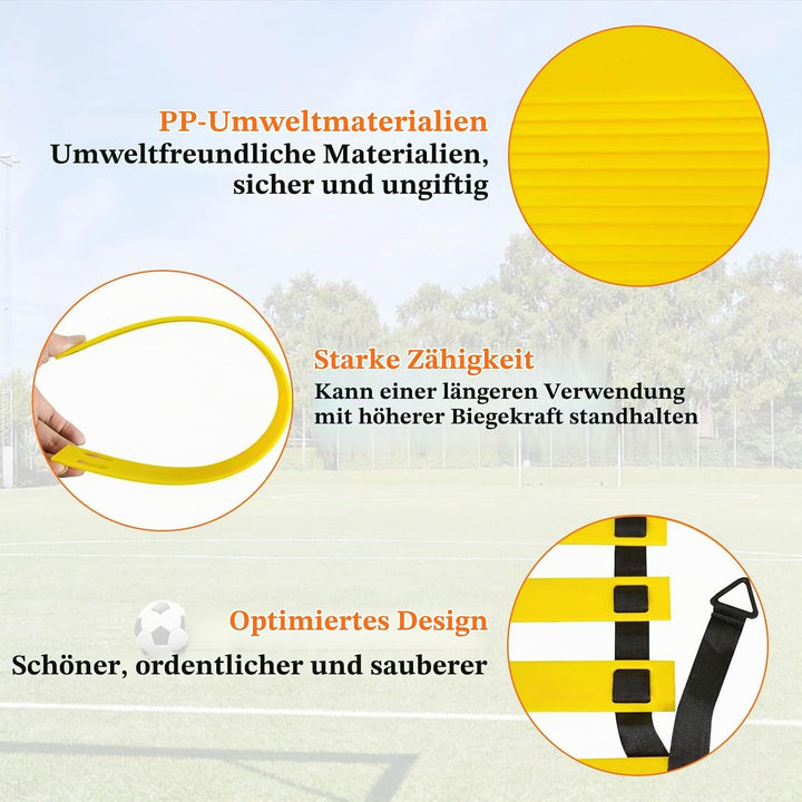 Fussball Training Set mit 6m Agility Leiter &amp; 12 Hütchen – Koordinationstraining für Jugendliche und
