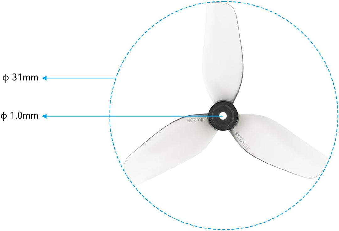 BETAFPV 16pcs HQ 31mm Ultralight 3-Blade Propellers with 1.0mm Shaft Hole Compatible for 0702SE 2300