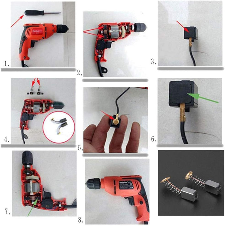 TopHomer 10 Stück Kohlebürsten Ersatz, 7 * 11 * 18 mm – Für Elektrowerkzeuge & Elektromotoren, 7 * 1