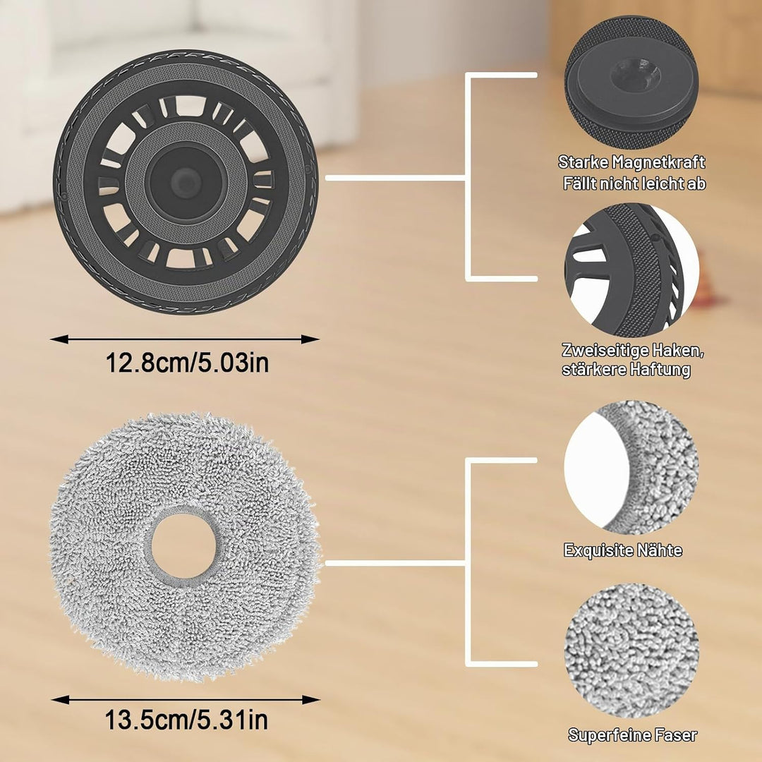4 Wischtücher mit 2 Ersatzhalterung Zubehör für Dreame L20 Ultra/L10s Ultra Gen2/L10s Pro Ultra Heat