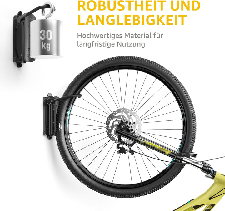 monTEK Schwenkbare Fahrrad Wandhalterung, Fahrradständer für die Garage, Fahrradhalterung Wand, plat
