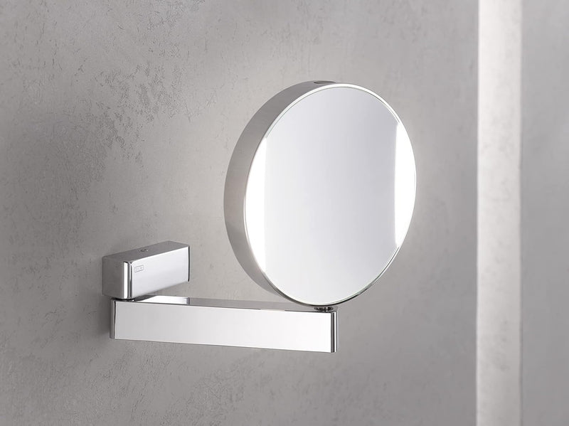 Emco Universal LED Kosmetik- und Rasierspiegel am Flexarm, runder Kosmetikspiegel mit Beleuchtung zu