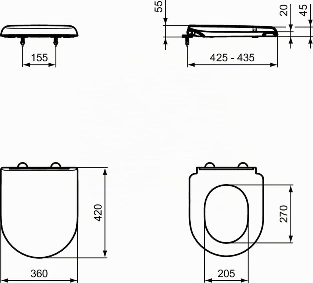 Ideal Standard UV09001 Original Exacto WC-Sitz mit Softclosing Exacto Weiss Wrapover|Gerundet|Soft c