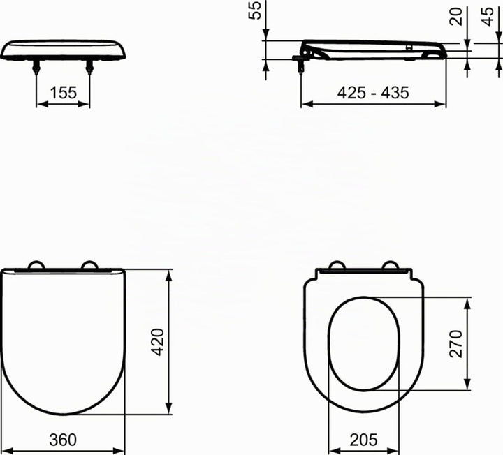 Ideal Standard UV09001 Original Exacto WC-Sitz mit Softclosing Exacto Weiss Wrapover|Gerundet|Soft c