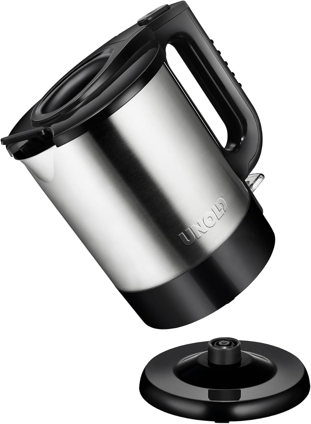 Unold 18015 Wasserkocher - Edelstahl Kettle, Schwarz, 1,5 L, EU Stecker, 2200 W, Blitzkocher, 360° d