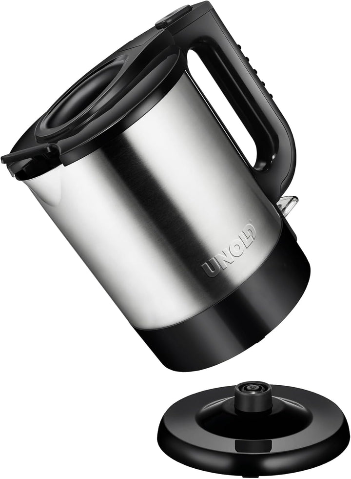 Unold 18015 Wasserkocher - Edelstahl Kettle, Schwarz, 1,5 L, EU Stecker, 2200 W, Blitzkocher, 360° d