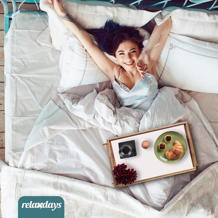Relaxdays Betttablett Bambus, faltbar, Serviertablett für Frühstück im Bett mit klappbaren Beinen al