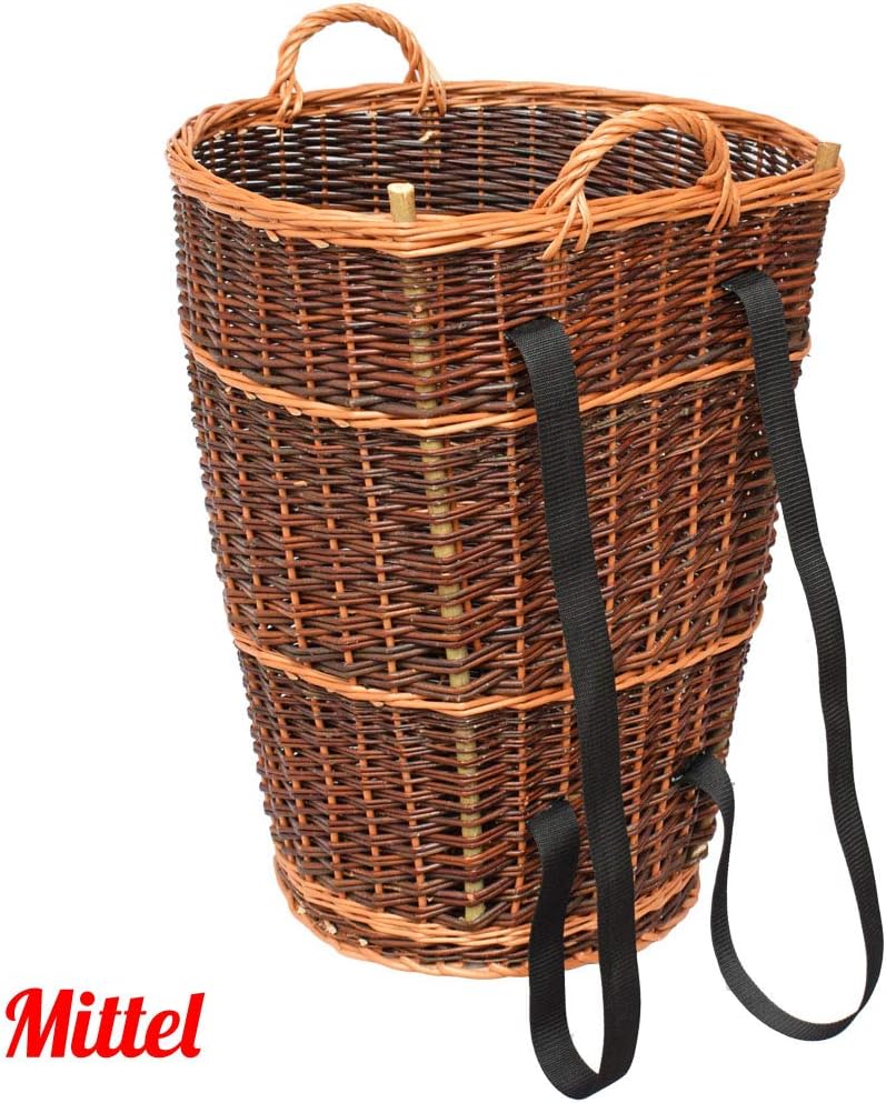 Kiepe Oval Tragekorb Rückentragekorb Rückenkiepe aus Weide Holzkorb Erntekorb mit Gurt (Mittel/M) se