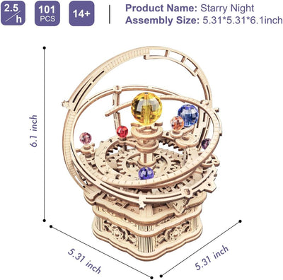 ROKR DIY Musik Box Modellbausatz Sternenklare Nacht,3D Holzpuzzle für Erwachsene,Schreibtischdekorat