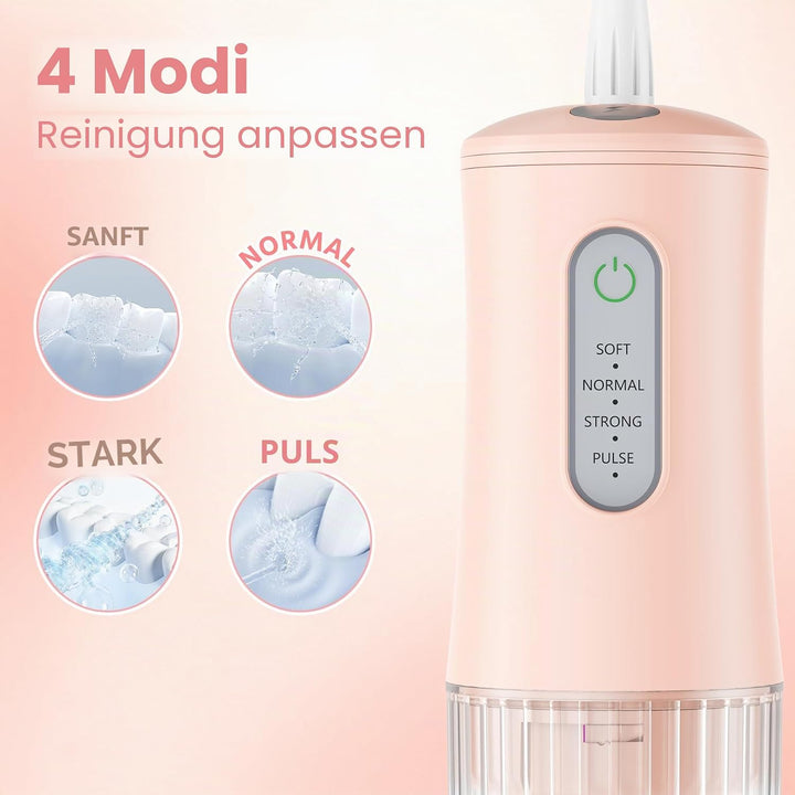 Kabellose Zahnseide für Zahnreinigung Pick - Elektrische Zahndusche mit 4 Reinigungsmodi & 8 Strahls