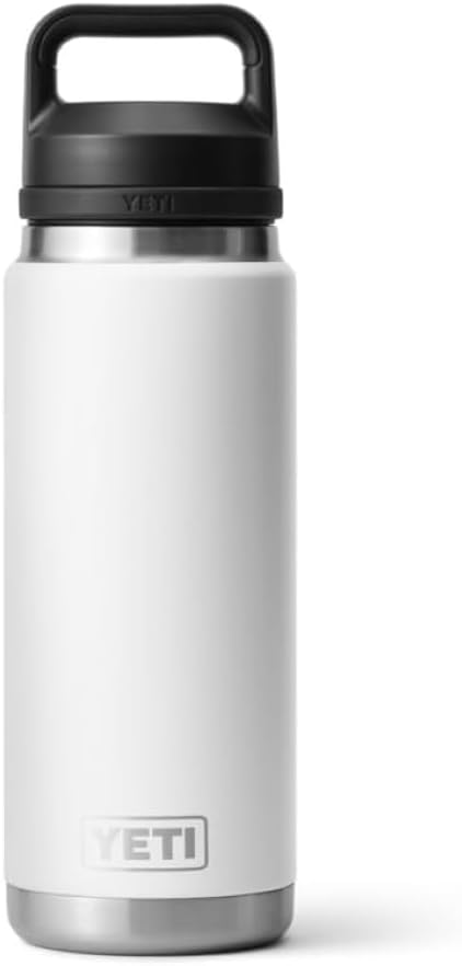 YETI Rambler Trinkflasche 26 oz (769 ml) Weiss – Edelstahl Trinkflasche, Wasserflasche Sport mit Chu