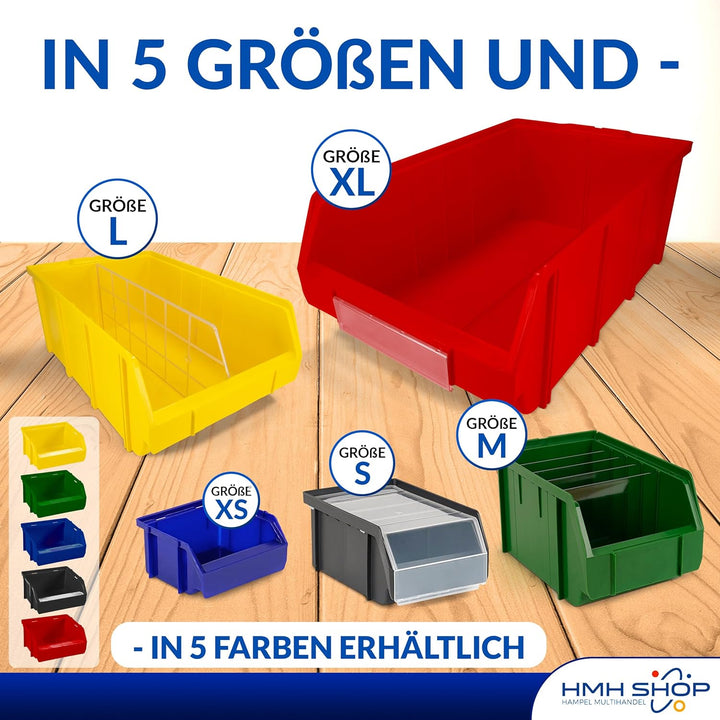 HMH Stapelboxen der Grösse XL 489x304x185mm für dein Kleinteilelager, Sortierkisten in 5 Farben, Zub