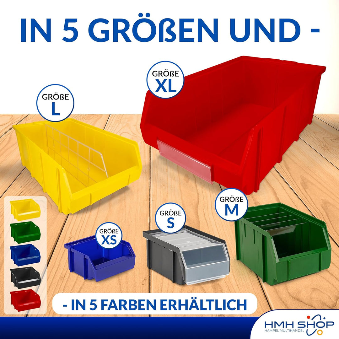 HMH Stapelboxen der Grösse S 161x105x75mm für dein Kleinteilelager Sichtlagerkästen in 5 Farben Zube