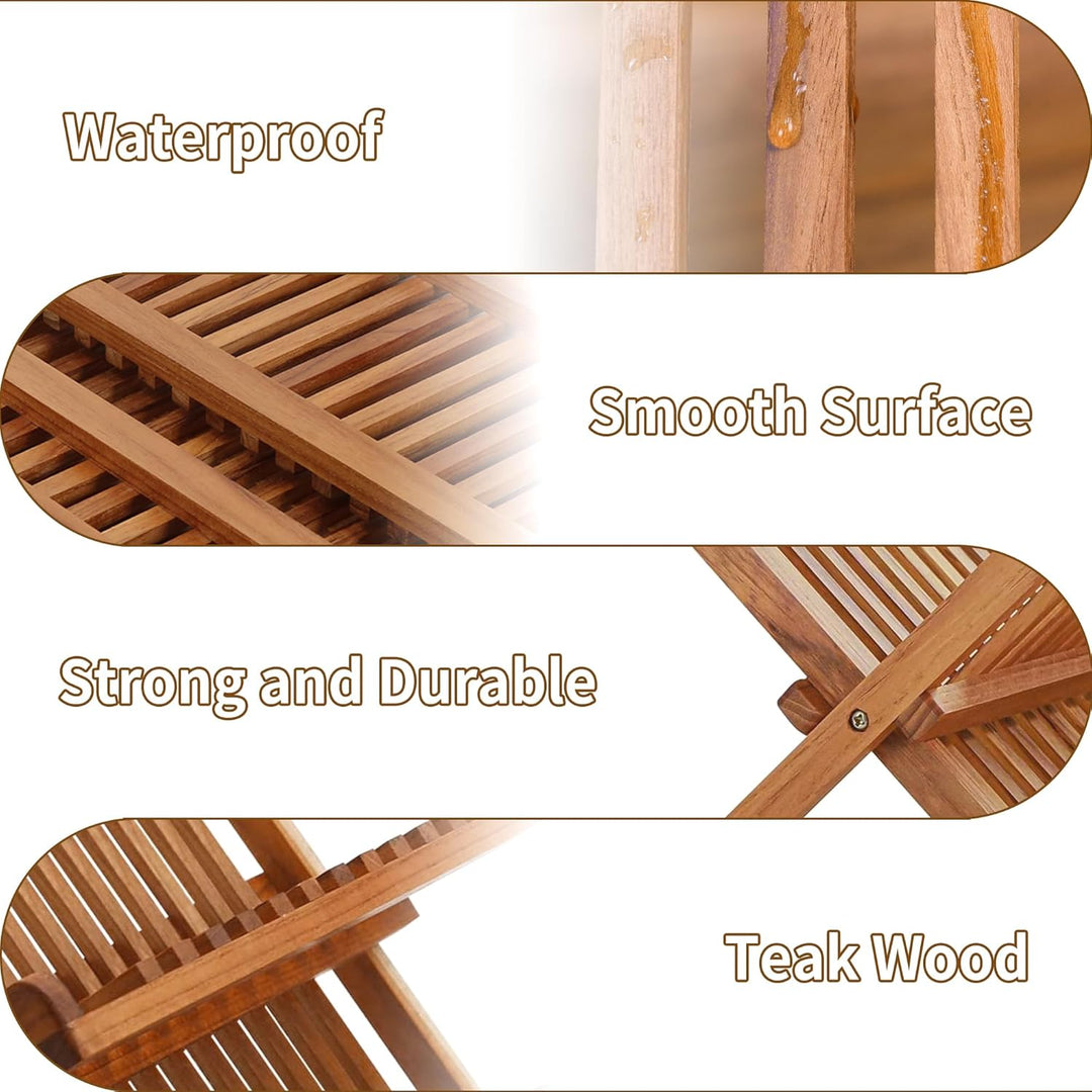 Utoplike Collapsible Teak Geschirrständer Stand Abtropffläche, 2 Etagen Geschirrständer mit Tassenha