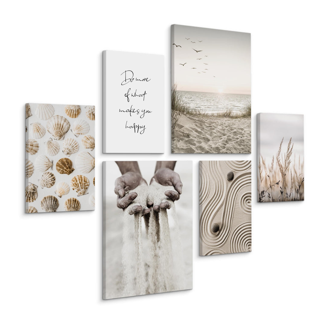 Muralo - Wandbilder Set - Leinwand Bilder Aufhängefertig in Boho Stil - das Leinwandbilder - Bilder