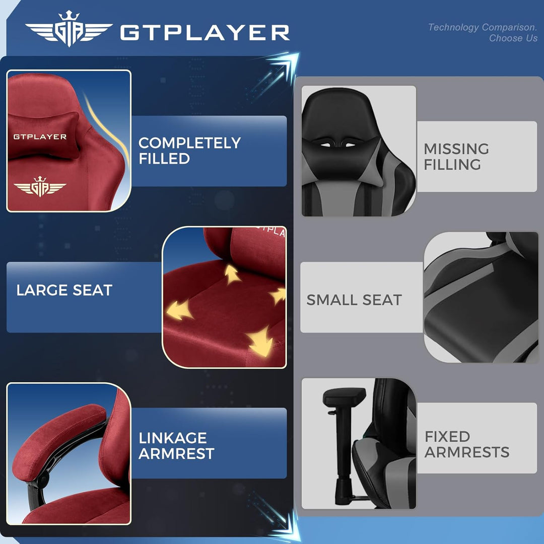 GTPLAYER Gaming Stuhl, Atmungsaktiver Bürostuhl, bürostuhl ergonomisch, Hochwertiger - Stoff, Ergono