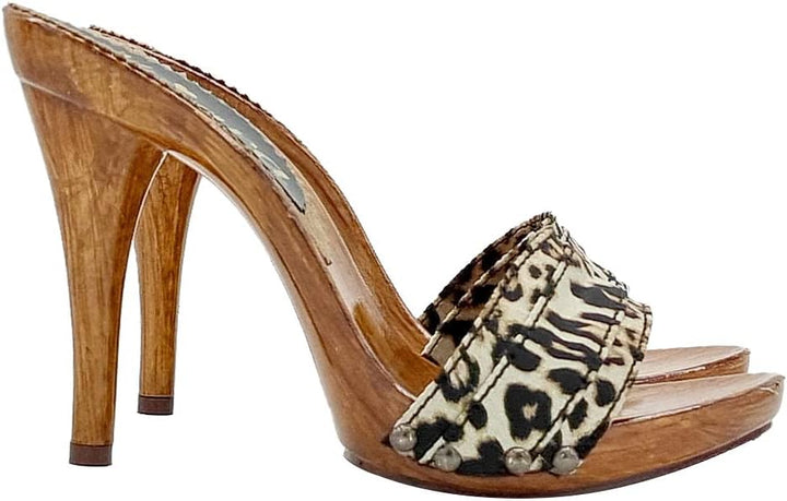 Damen-Clogs mit Stoffband mit Leopardenmuster - KM7101 Leo (42 EU, Leopard) 42 EU Leopard, 42 EU Leo