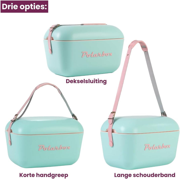 Polarbox Klassische Retro Vintage Kühlbox für Camping, Picknick, Strand, 20 l, Sorbet/Rosa