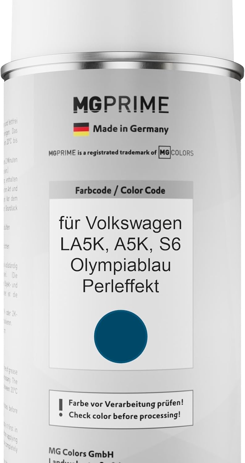 MG PRIME Autolack Sprühdosen Set für Volkswagen VW LA5K / A5K / S6 Olympiablau Perleffekt Basislack