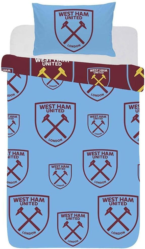 West Ham Multi Crest Single Reversible Duvet and Pillow Case Set