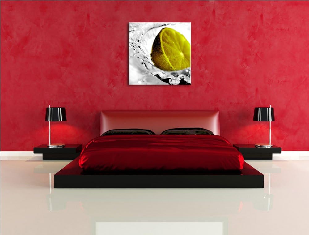 Pixxprint Limette im Wasser als Leinwandbild Quadratisch/Grösse: 70x70 / Wandbild/Kunstdruck/fertig