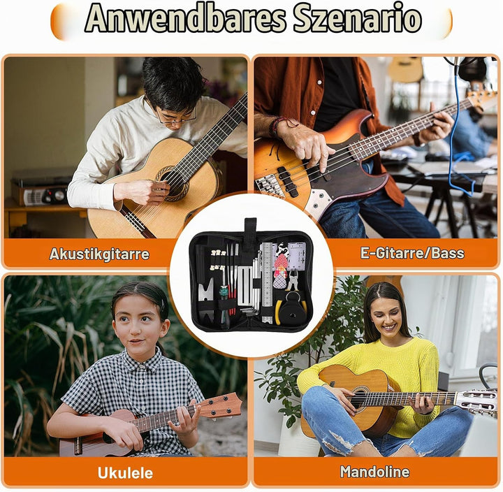 26Stk Gitarre Reparatur Werkzeug Set: HOMURY Gitarren Wartung Reinigung Set Pflegeset Komplettes Ink