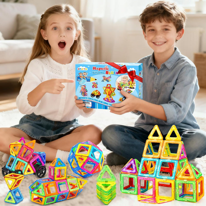 GMUFTIR Magnetische Bausteine, 66 Teile Magnetspielzeug Magneten Kinder, Kinderspielzeug, Magnetbaus
