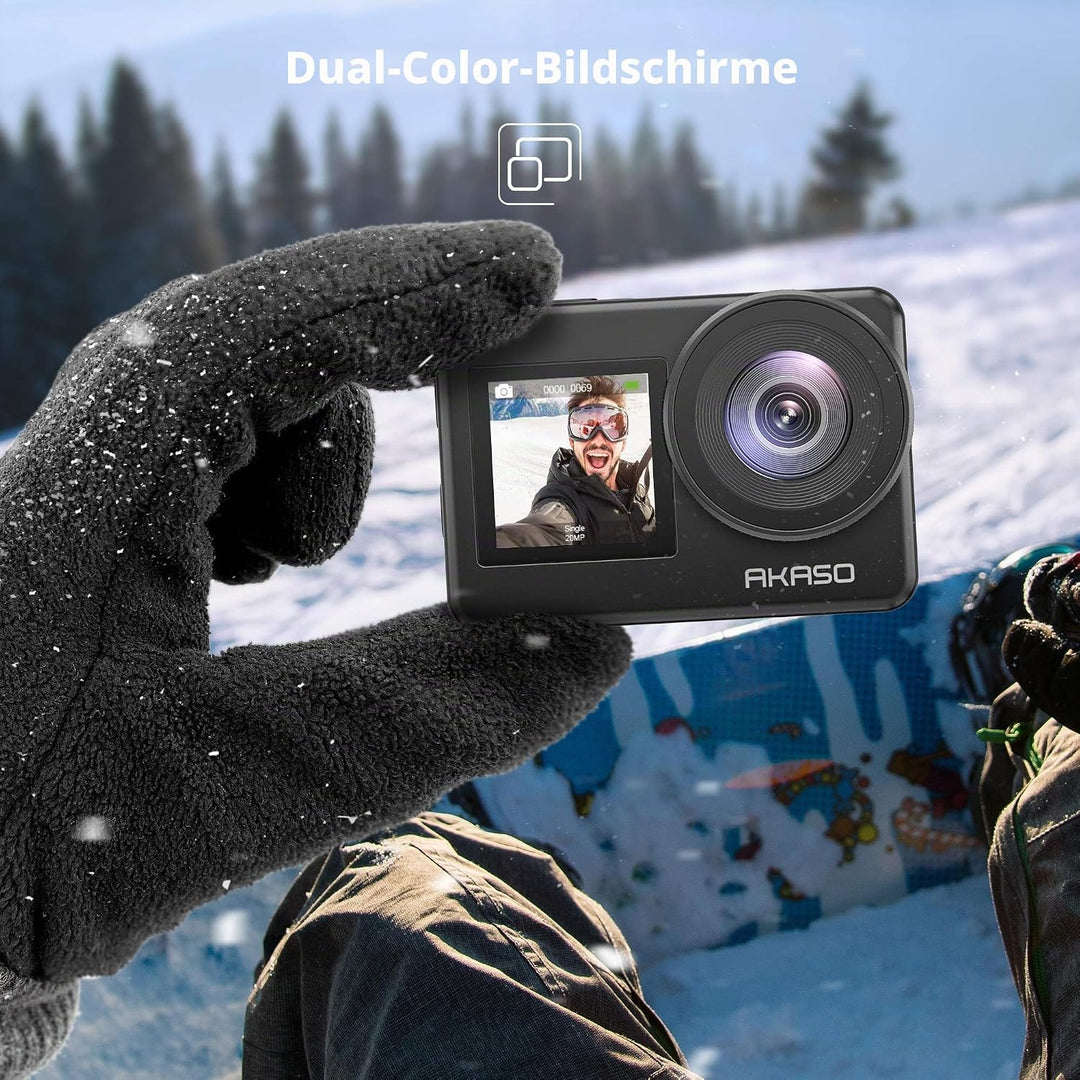 AKASO Action Cam 4K 20MP WiFi Unterwasserkamera IPX8 Wasserdicht Action Kamera EIS 2.0 mit Touchscre