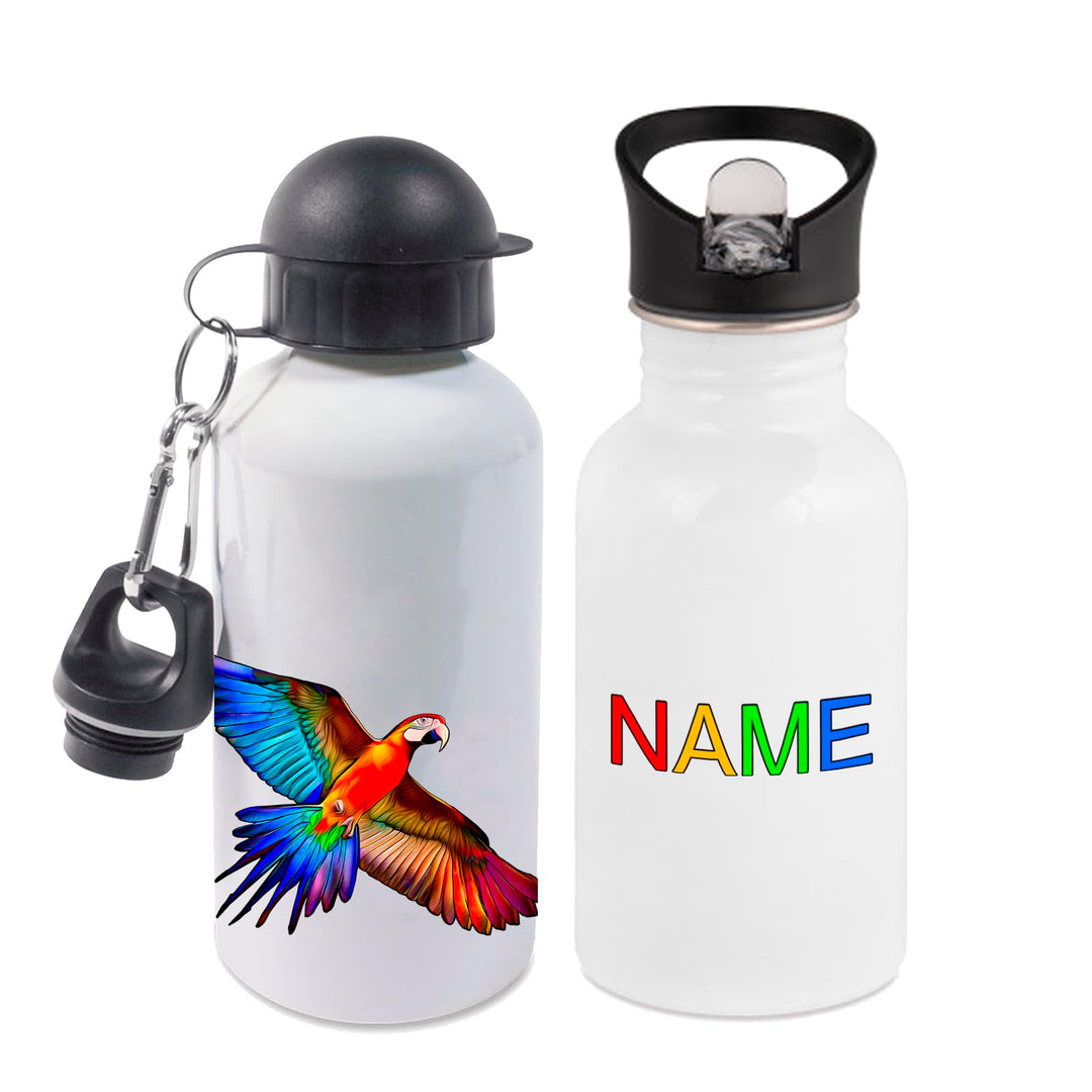Trinkflasche mit Name/wahlweise 400ml, 500ml oder 600ml + Schriftwahl für Name + Edelstahl oder Alum