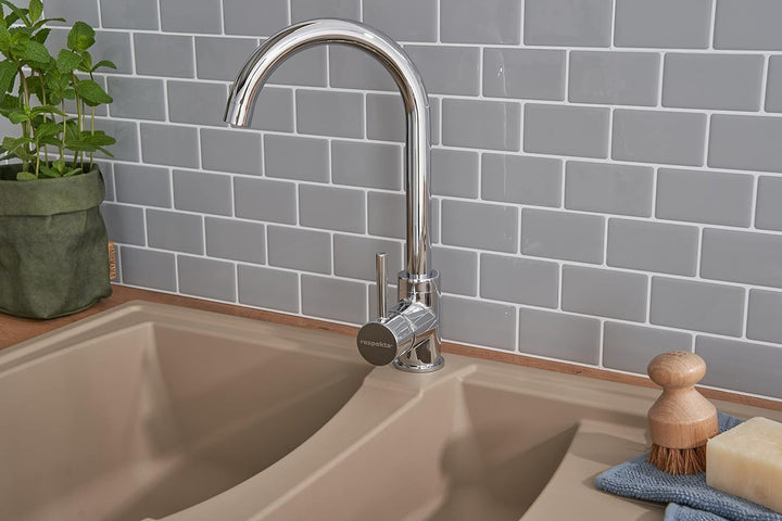 Respekta Boston Mineralitespüle in Sandbeige / 1,5 Becken Einbauspüle in 100 x 50 cm/Spülbecken geei