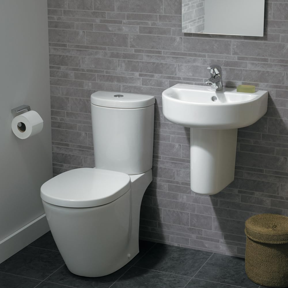 Ideal Standard E791801 Toilettensitz, weisser Kunststoff, WC-Sitz und Deckel Wrapover Standard Close