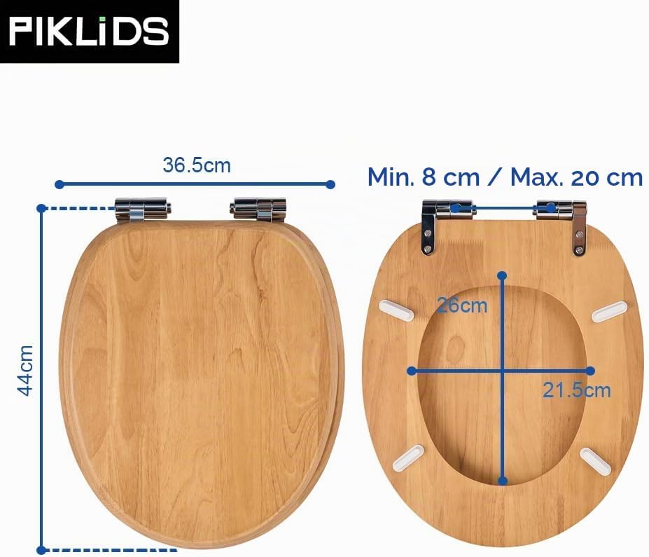 WC-Sitz aus Massivholz - Kautschukholz (Hevea) mit Absenkautomatik, Schnellverschluss &amp; Easy-Clean,