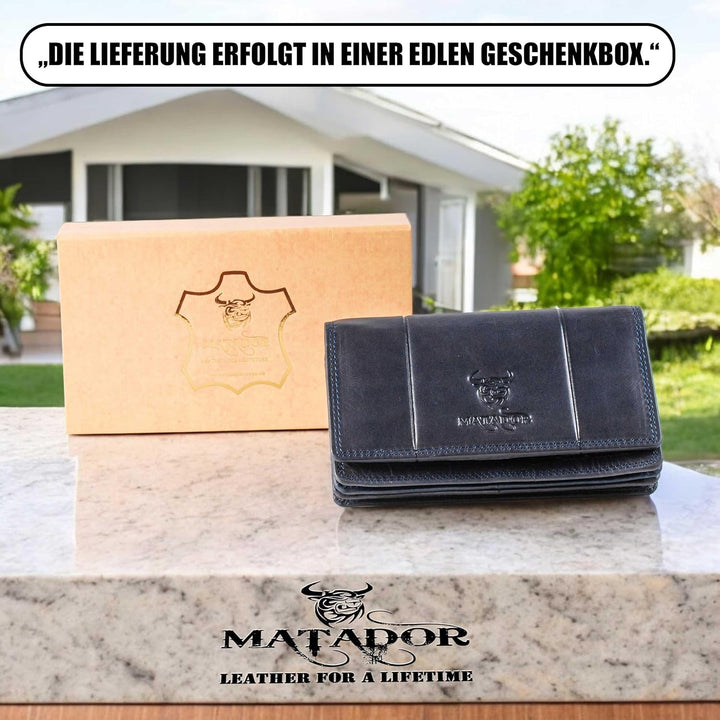 MATADOR Geldbörse Damen Rot Leder #VENEDIG mit edler Geschenkbox, Elegante Geldbörse Damen Mittelgro