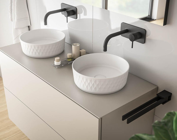 Aufsatz-Waschbecken Bath-O-Line 36x36cm | mit Rautenmuster | weiss-matt