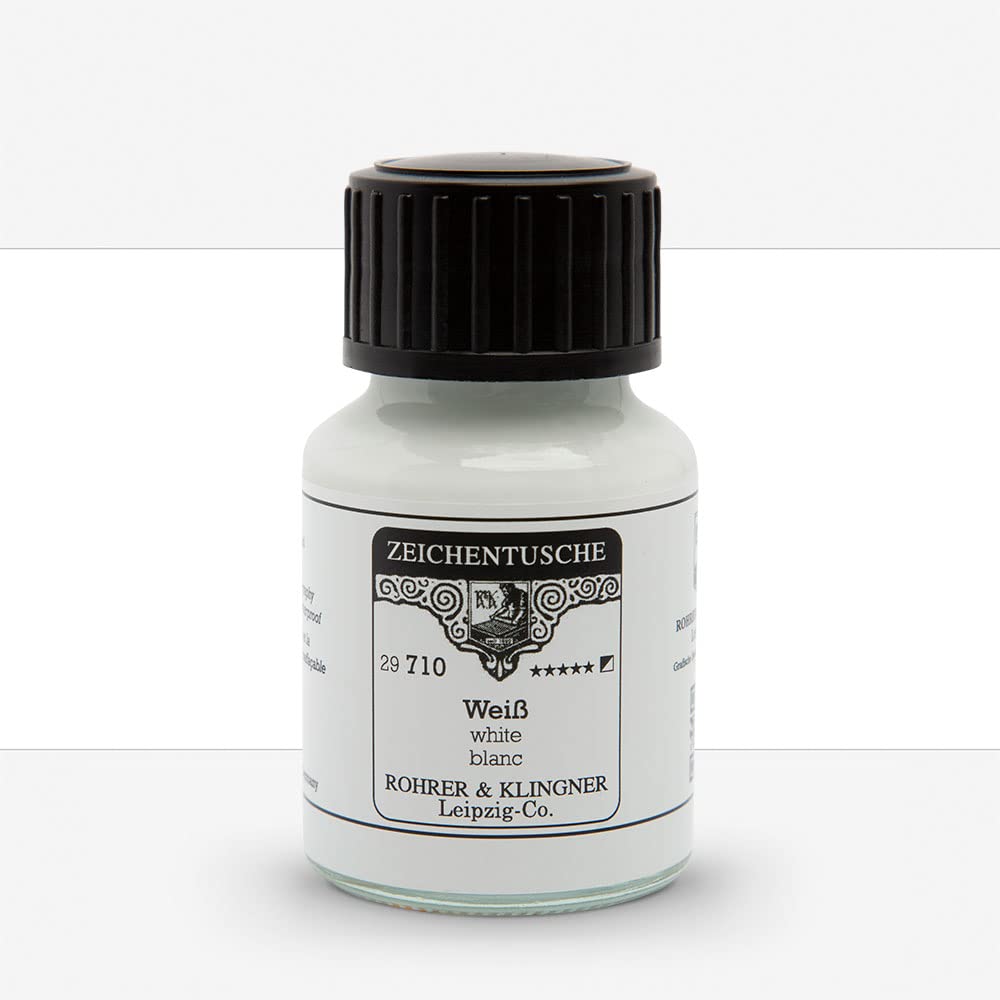 Rohrer & Klingner Zeichentusche, Glasflasche 50 ml, Weiss (710)