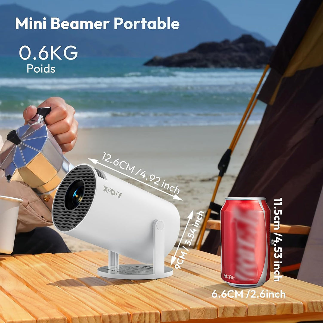 Mini Beamer [2025 Upgraded & Android 11.0] Native 720P HD, unterstützt 4K 1080P, Xgody Gimbal 3 New