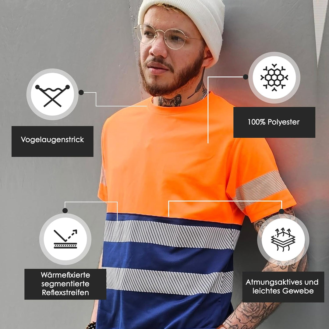 Apparel Warnschutz-T-Shirt – Reflektierendes Warn-Shirt – Warn-Shirt – Sicherheits-T-Shirt – Arbeits