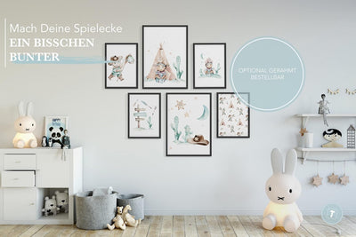 Papierschmiede® Bilder Kinderzimmer Kids Mood Poster Set Cowboys und Indianer, Kinderzimmer Bilder B