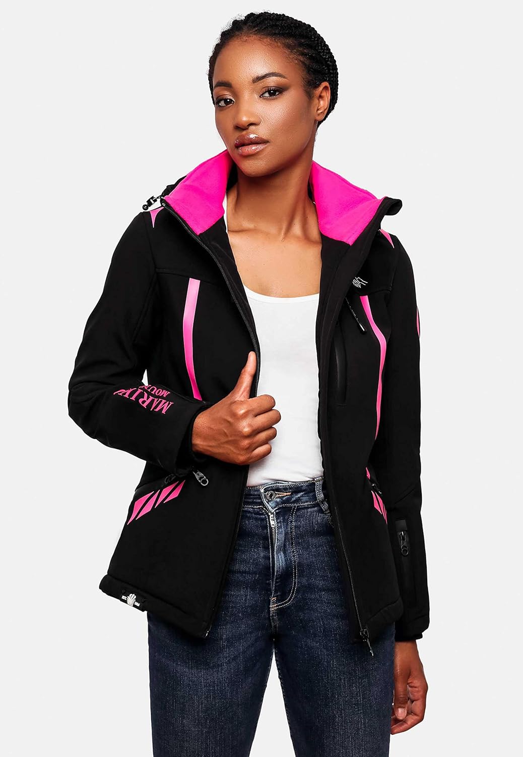 MARIKOO Damen Softshelljacke wasserdichte Funktionsjacke mit abnehmbarer Kapuze Mount-Cho-Oyu XS-XXL