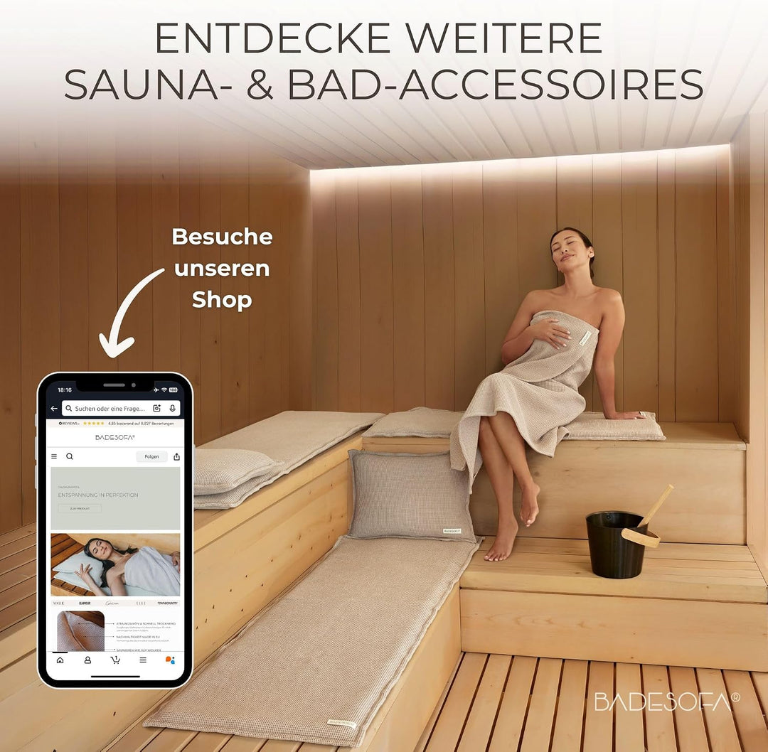 SAUNASOFA™ Zirbenkissen für Sauna – Duftkissen aus 100% Bio-Baumwolle, skandinavisches Design – Hand