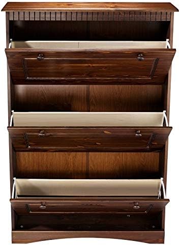 clever-moebel Schuhschrank kolonial Massiv Kiefer mit 3 Klappen, Schrank NEU 3 Klappen Kolonial, 3 K