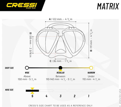 Cressi Matrix Maske - Separate Glasmaske zum Angeln, Freitauchen, Schnorcheln und Tauchen, Unisex Er