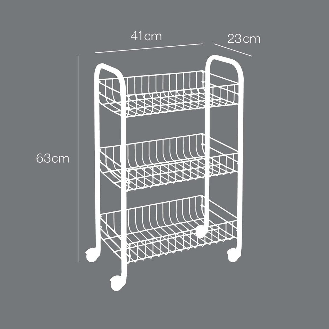 Metaltex Allzweckwagen 3-Etagen, Metall, Weiss, 41 x 23 x 63 cm, 1 Einheiten Weiss 41 x 23 x 63 cm,