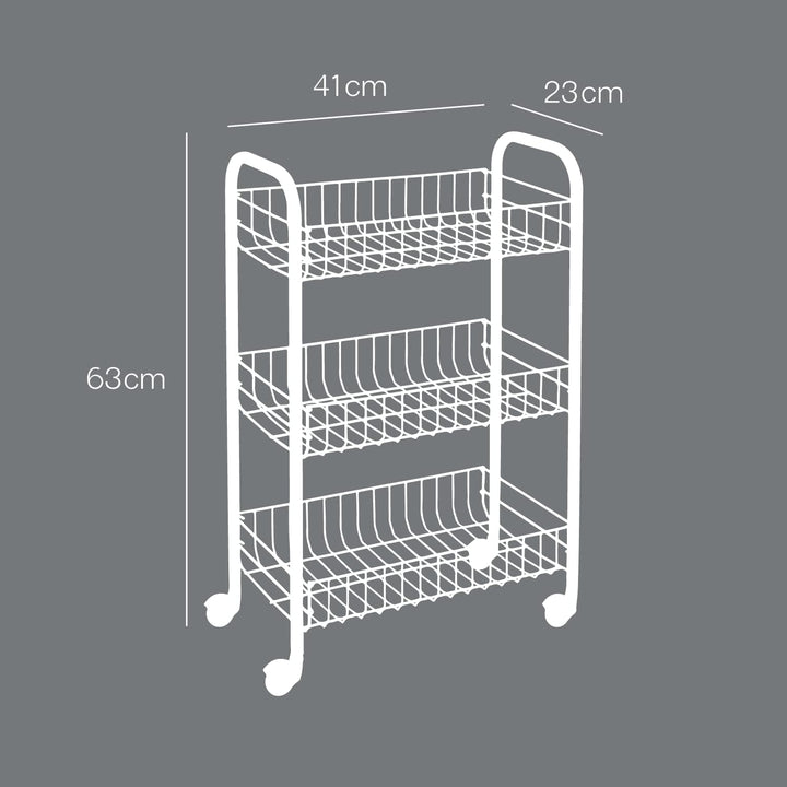 Metaltex Allzweckwagen 3-Etagen, Metall, Weiss, 41 x 23 x 63 cm, 1 Einheiten Weiss 41 x 23 x 63 cm,